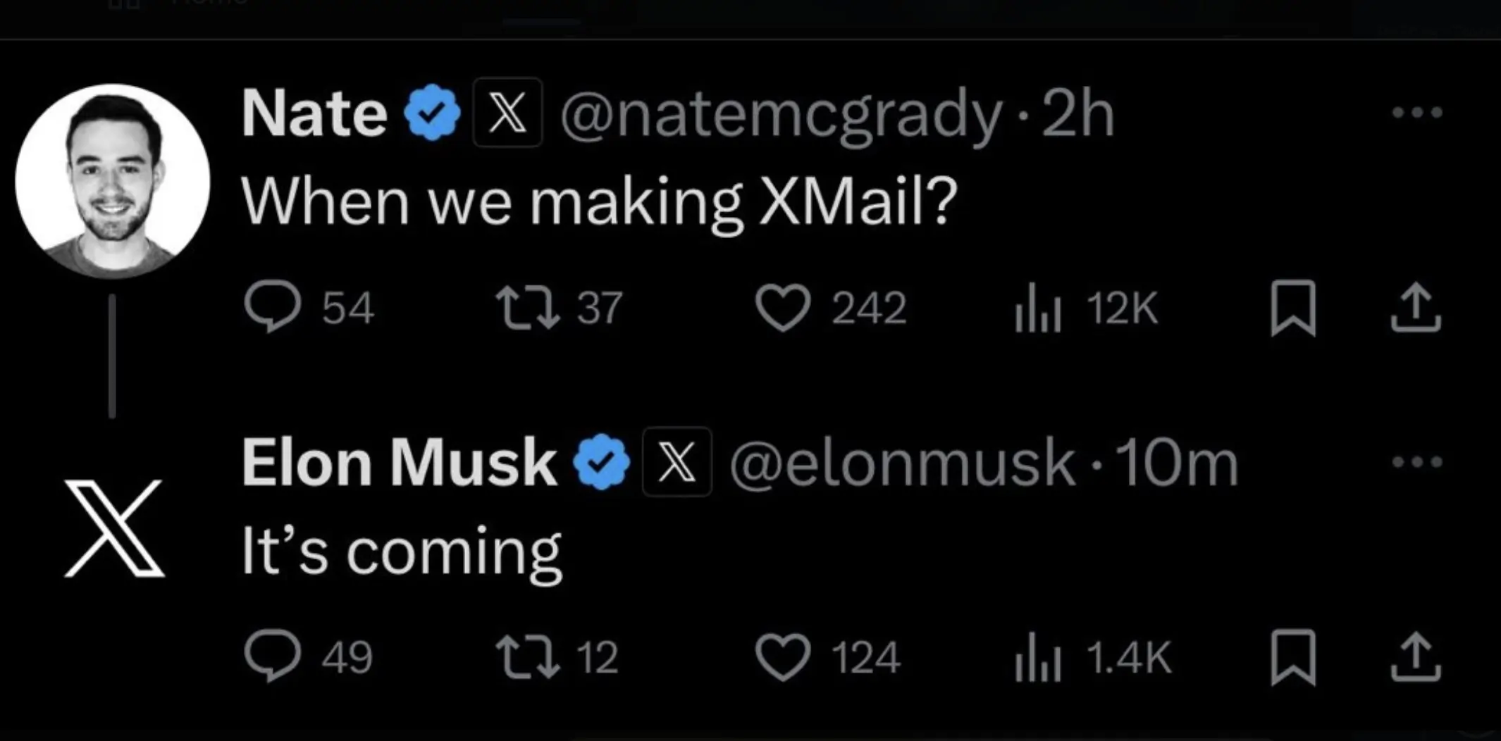 Elon Musk Xmail Tweet