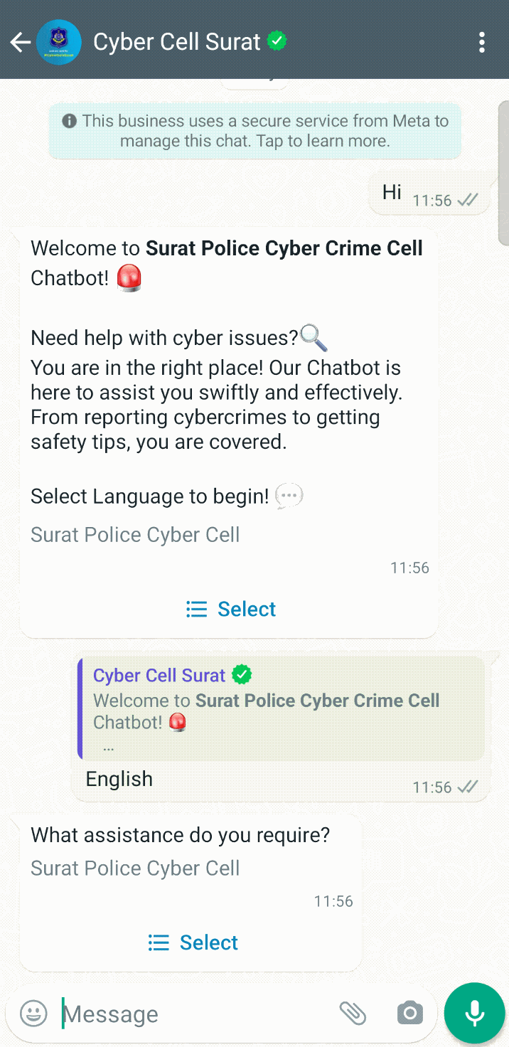 How to Use Surat Cyber Mitra Chatbot 2