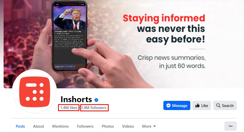 Inshorts Facebook Page - Inshorts Success Story